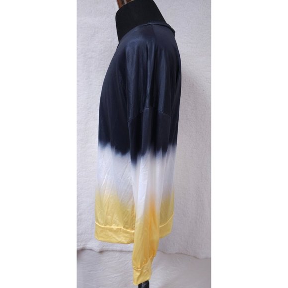 Coeur de Vague Womens Medium Blue White Yellow 3/4 Sleeve Stretch Pullover Top - Picture 9 of 11